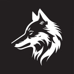 Black and white portrait of a wolf. Vector illustration
