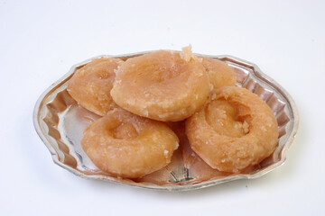 Balushahi sweet dish on a plate with a background