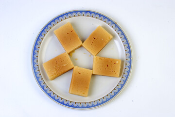 Indian milk cake sweet dish on the plate