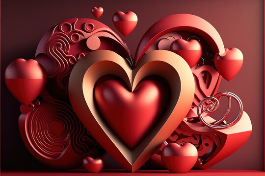 valentines day and love shapes background. Generative AI