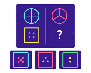 Educational logic game for kids. Development of logic iq. Visual intelligence, mind games. Geometric figure. Vector illustration.