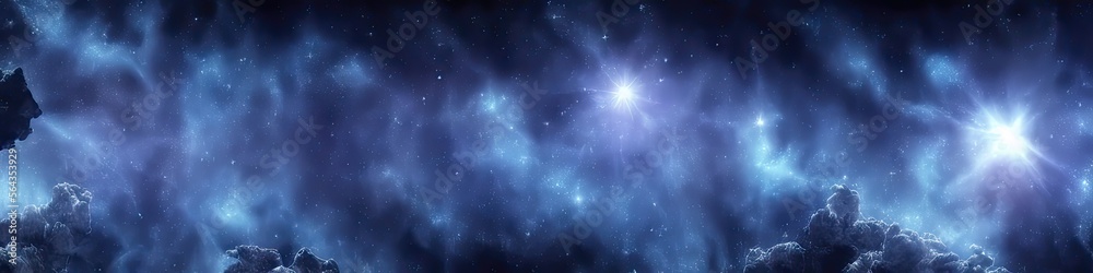 Wall mural panoramic image of outer space - the universe and galaxy scene created by generative ai