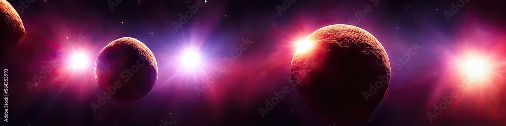 Wall mural panoramic image of outer space - the universe and galaxy scene created by generative ai