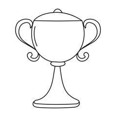 Winners cup icon vector in doodle style. First place icon. Champion cup in doodle style. Awards, trophy cups, stars.