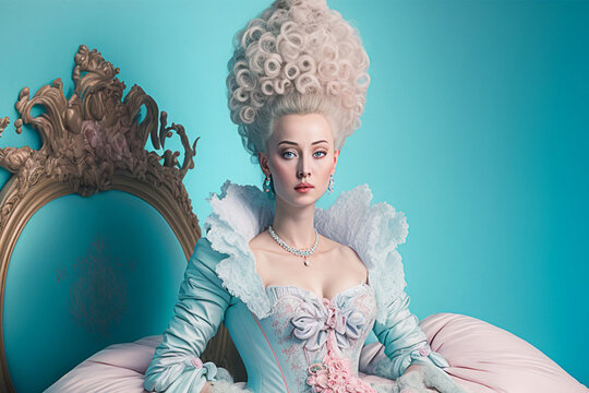Maria antoinette, sweet world, bullet world, fantasy, costume party, Marie Antoniette queen of France, generative ai