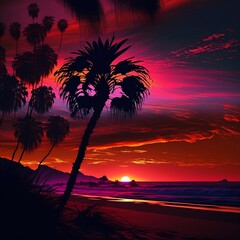 Obraz na płótnie Canvas Golden Horizon: AI-Generated Image of a Stunning Sunset