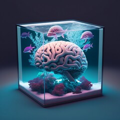 Brain in a Fish Tank - AI Generated Illustration