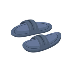 Pair of male rubber slippers on white background. Colorful summer sandals cartoon illustration. Footwear, fashion, recreation, shoes concept