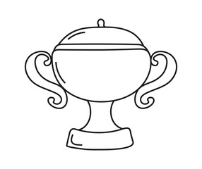 Winners cup icon vector in doodle style. First place icon. Champion cup in doodle style. Awards, trophy cups, stars.