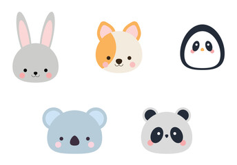 Cute baby animal face illustration
