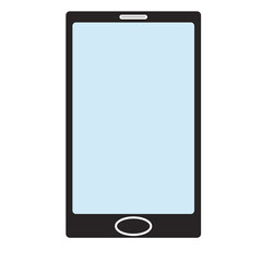 Simple flat black smart phone with blue empty screen