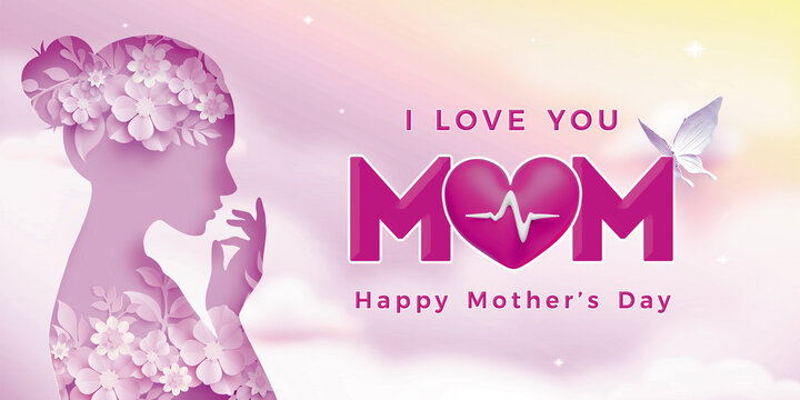Happy Mother's Day greeting card design I love you mom
International Mother's Day