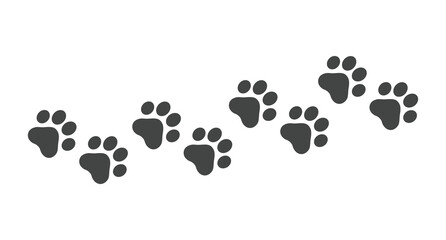 Fototapeta na wymiar Paw print foot trail. Cat paw print. Cat paw silhouette. Vector