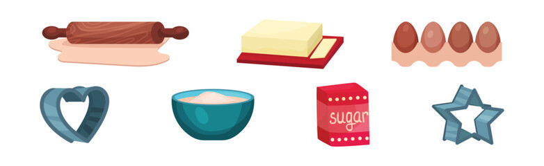 Ingredients and Tools for Baking Pastry Vector Set