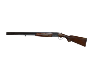 double barrel over and under 16 ga  old shot gun