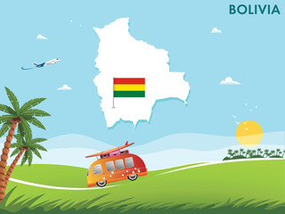 Fototapeta na wymiar Bolivia map with travel and tourism theme vector illustration design
