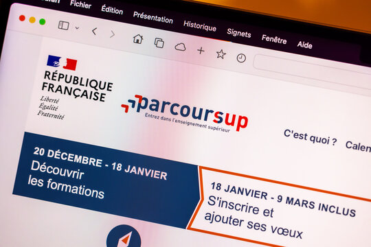 Paris, France - January 24, 2023 : Parcoursup is the national platform for admission to 1st year courses of the first cycle of higher education in France.