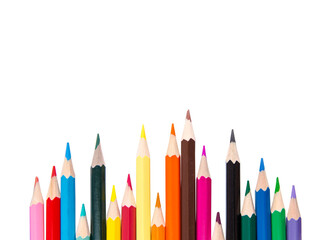 Color Pencils on a White Background, copy space