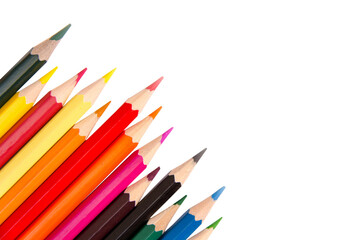 Color Pencils on a White Background, copy space