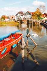 Beautiful view of sailboats and houses at Steinhudermeer, Germany