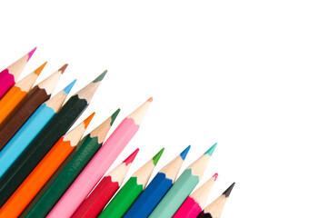 Color Pencils on a White Background, copy space