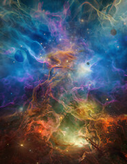 Nebula in outer space, planets and galaxy - 564364511