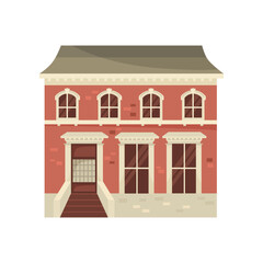Obraz premium Victorian detached house vector illustration. Cartoon building from Victorian city isolated on white background. History, fashion, architecture concept