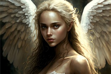 angel with wings. Generative AI