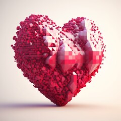 Plakat A Bold, Dramatic Pink Valentine's Day Heart Made of Tiny Brick Pieces, Concept Art for Valentine, Love, Affection, Romance, Mace with Generative AI