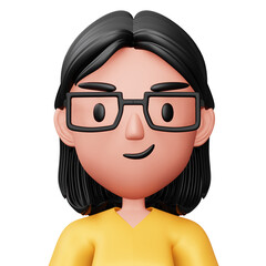 Cute cartoon woman, happy people, 3d rendering