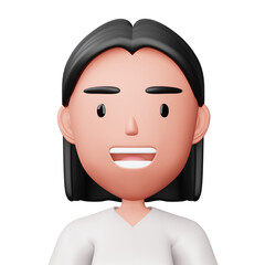 Cute cartoon woman, happy people, 3d rendering