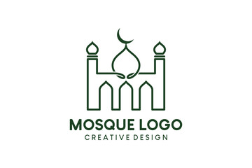 Mosque logo design with abstract creative line art style