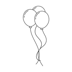 Balloons line icon isolated on white background. Vector illustration
