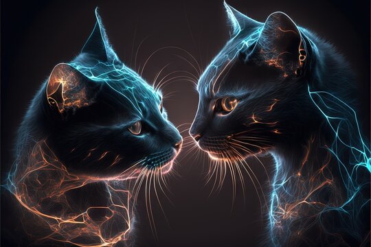 two cats facing each other vector illustration on white background