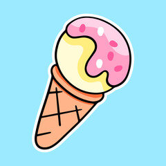 Cute cartoon ice cream, vector design element, hand drawn