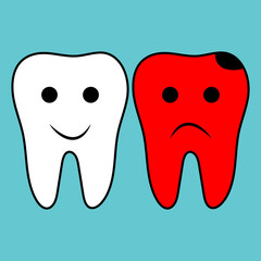 Toothache. Tooth cavity flat icon