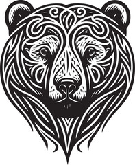 Vector illustration of bear head with ornament