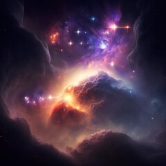 Obraz na płótnie Canvas realistic galaxy nebula background, space wallpaper, generative AI