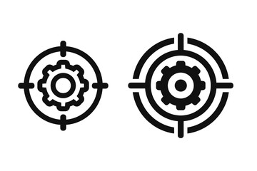 Gear target icon. Aim cogwheel sign symbo. Illustration vector