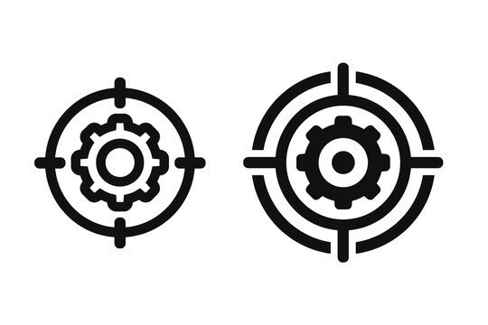 Gear target icon. Aim cogwheel sign symbo. Illustration vector
