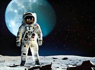 Obraz na płótnie Canvas Astronaut on the moon