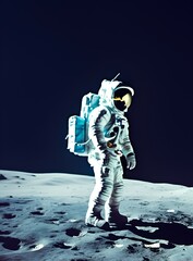 Obraz na płótnie Canvas Astronaut on the moon with microgravity