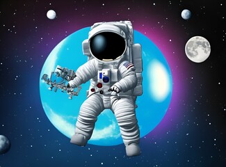 Fototapeta na wymiar Astronaut on the moon with microgravity