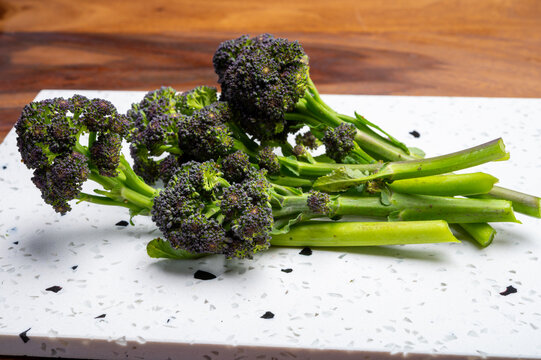 Dark green stems of bimi asparagus broccoli vegetables
