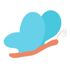 Butterfly with blue wings simple children's drawing