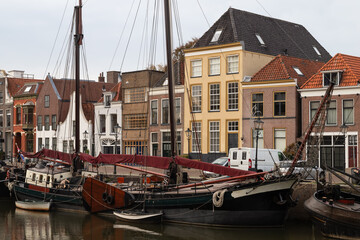 Historic sailing ship in the harbor of Zwolle.