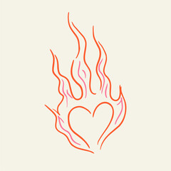Modern sketch for a tattoo in the style of the 2000s. Abstract drawing of a burning heart heart. Punk style tracery, informal culture.