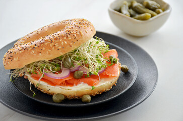 Smoked salmon bagel