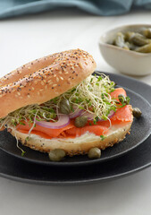 Smoked salmon bagel
