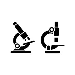 Simple monocular microscopes icon set vector. Analysis laboratory symbol logo.
